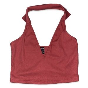 Watermelon Open-back Halter Crop-top